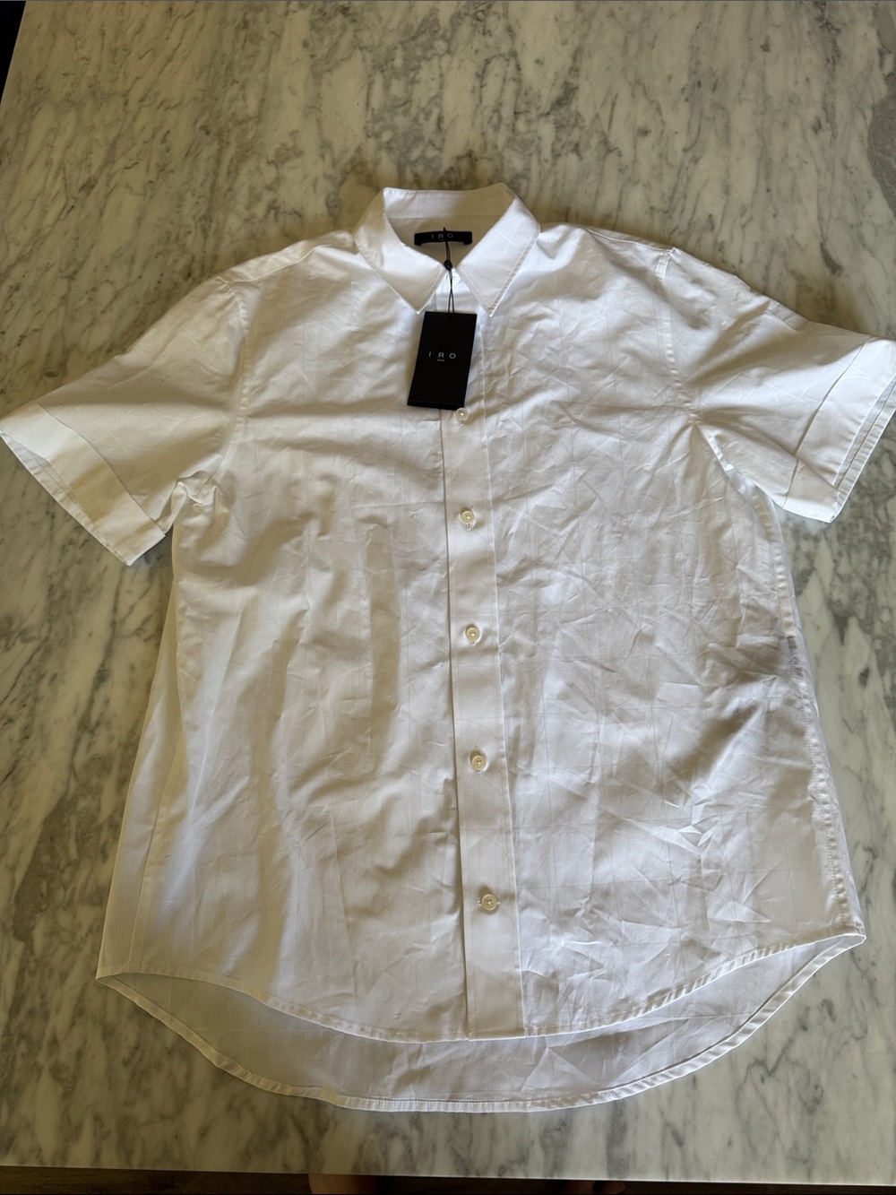 IRO White Short Sleeve Button-Down Shirt